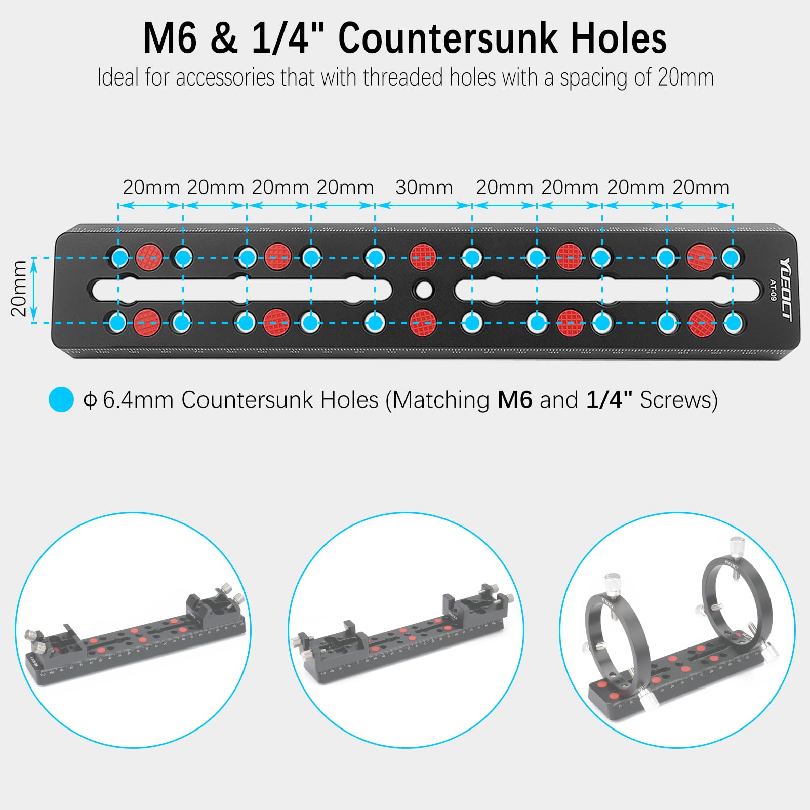 Yueoct YUEOCT 230mm Telescope Rail Bar Vixen Style Dovetail Mounting Plate with Camera Screw for Telescope Saddle Mount Base and Tripod Adapter - View 4 of 7