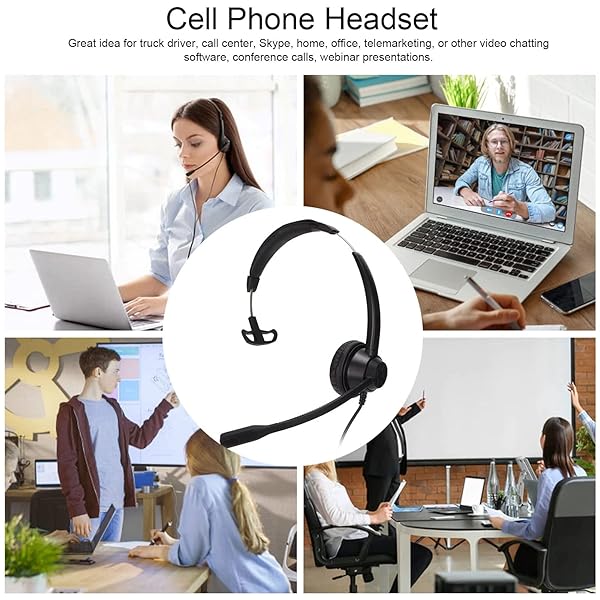 Zunate RJ9 Single Sided Business Headset with Mic for Cell Phone and PC Ideal for Home Office and Call Center Use - View 3 of 10