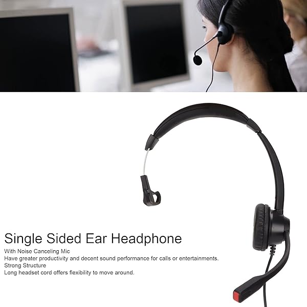 Zunate RJ9 Single Sided Business Headset with Mic for Cell Phone and PC Ideal for Home Office and Call Center Use - View 4 of 10