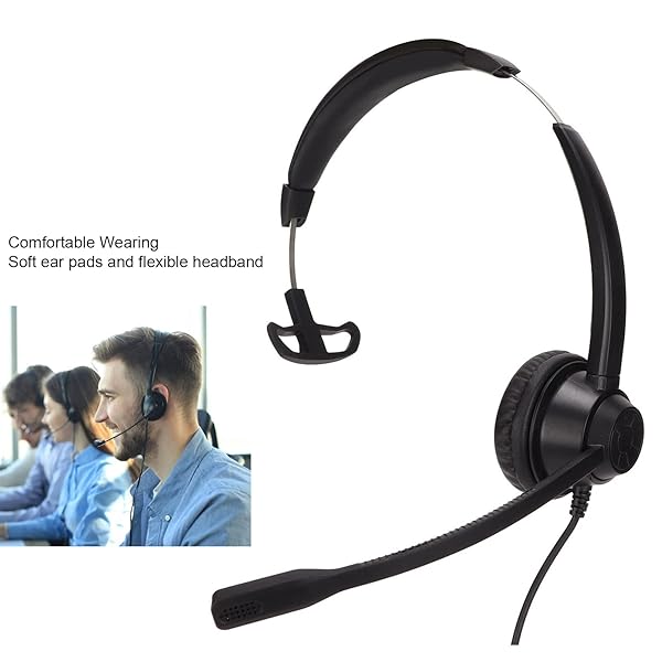 Zunate RJ9 Single Sided Business Headset with Mic for Cell Phone and PC Ideal for Home Office and Call Center Use - View 5 of 10