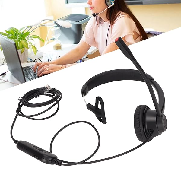 Zunate RJ9 Single Sided Business Headset with Mic for Cell Phone and PC Ideal for Home Office and Call Center Use - View 6 of 10