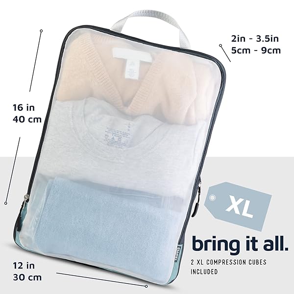 TRIPPED Travel Gear TRIPPED Travel Gear Large Packing Cube Set - Compression Organizers with See-Through Mesh in Dusty Teal - View 7 of 9