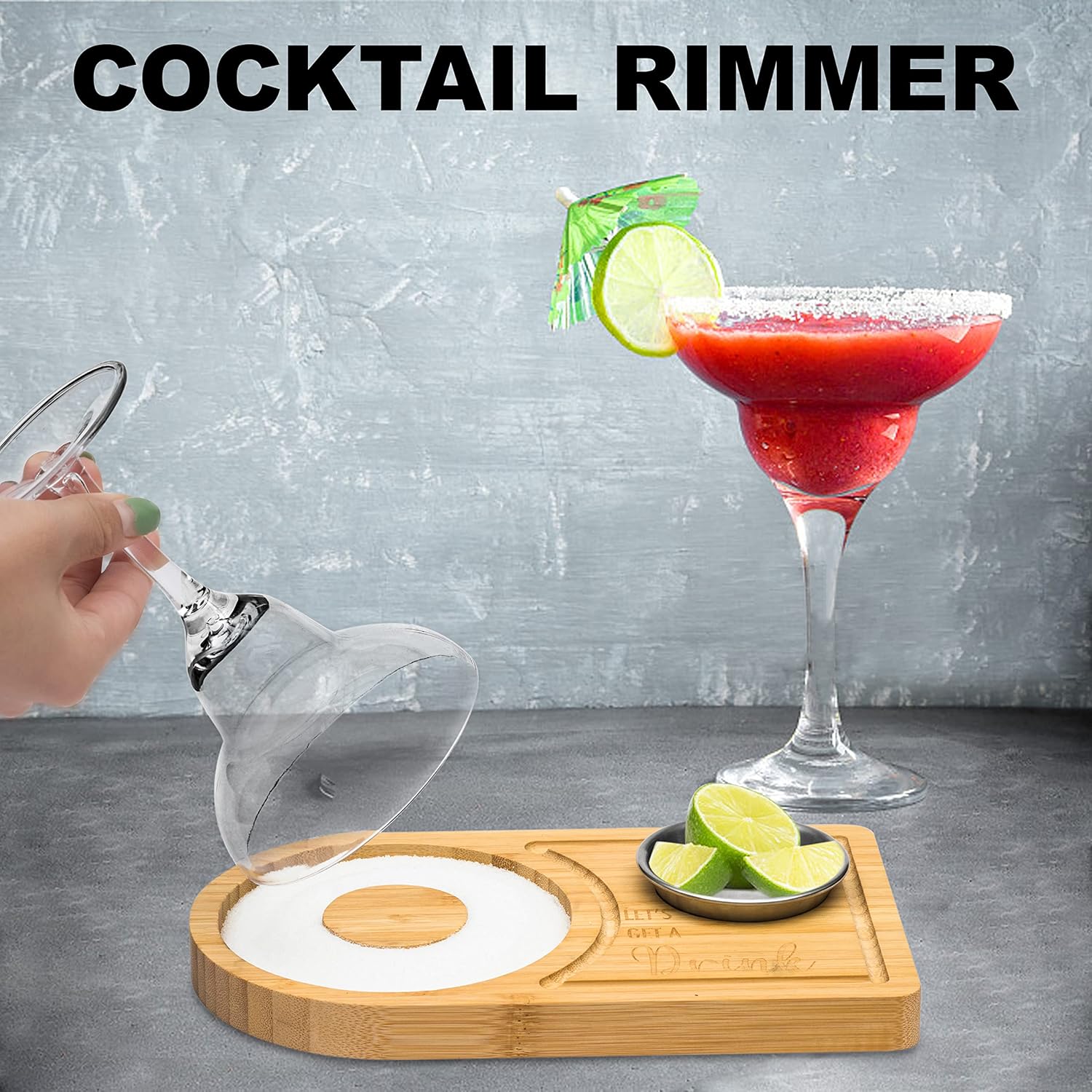 Timani Margarita Salt Rimmer Set Bamboo Wood Glass Rimmer Bartender Tool for Cocktails and Margaritas Fits Wide Glasses Up to 4.7 Inches - View 3 of 9