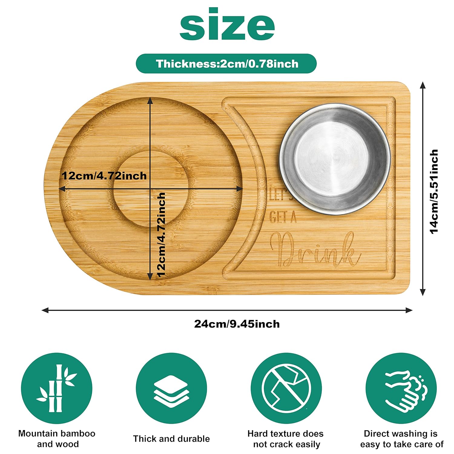 Timani Margarita Salt Rimmer Set Bamboo Wood Glass Rimmer Bartender Tool for Cocktails and Margaritas Fits Wide Glasses Up to 4.7 Inches - View 4 of 9
