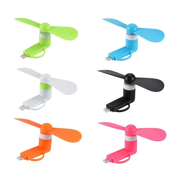 DNTESR DNTESR Mini Cell Phone Fan 2-in-1: Colorful Summer Accessory for iPhone, iPad & Android - 6-Pack