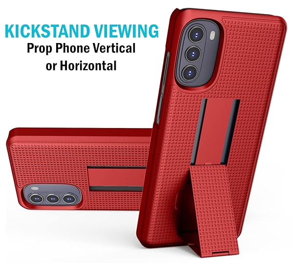 Nakedcellphone Buy Moto G 5G (2022) Case with Clip & Kickstand - Slim Hard Shell Cover & Belt Holster Combo for Motorola XT2213 - Red - View 6 of 11