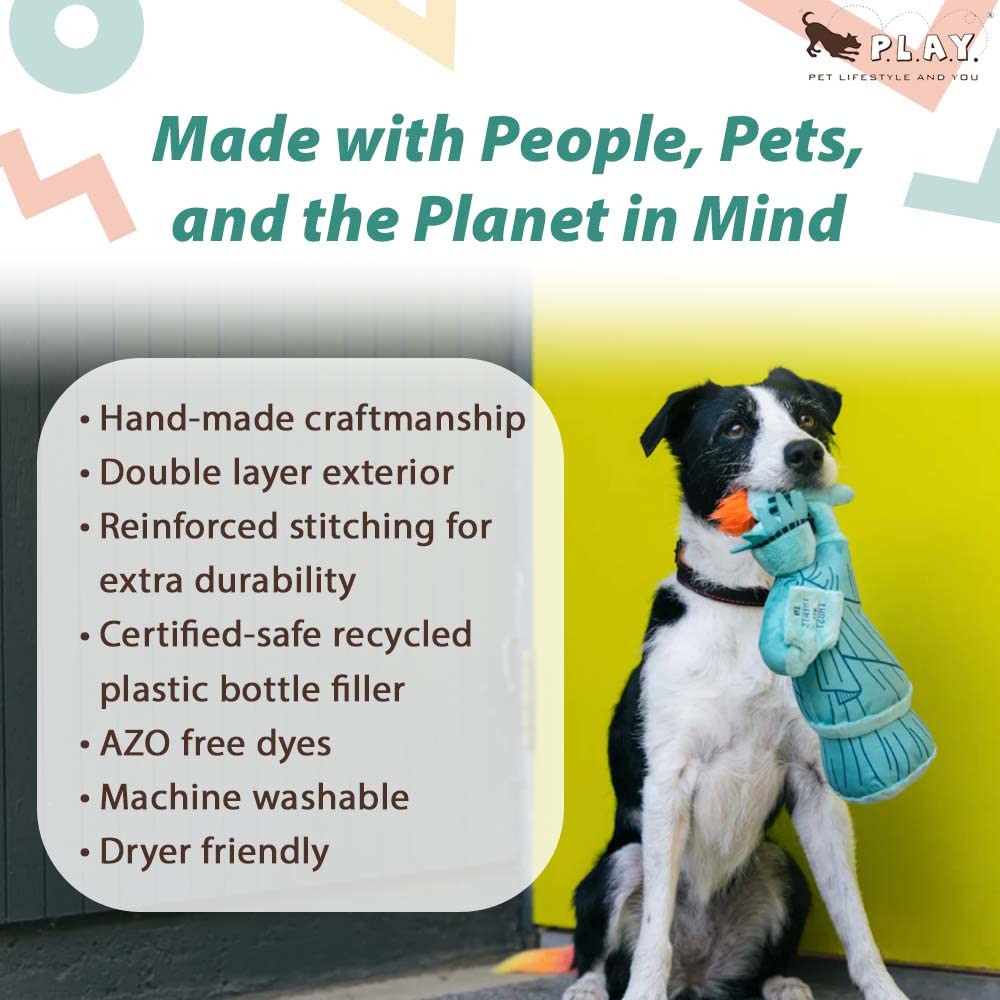 P.L.A.Y. PET LIFESTYLE AND YOU PL.A.Y Cute Plush Dog Toy Statue of Liberty Durable Squeaker for Puppies Small Medium Large Dogs Machine Washable Recycled Materials - View 3 of 4