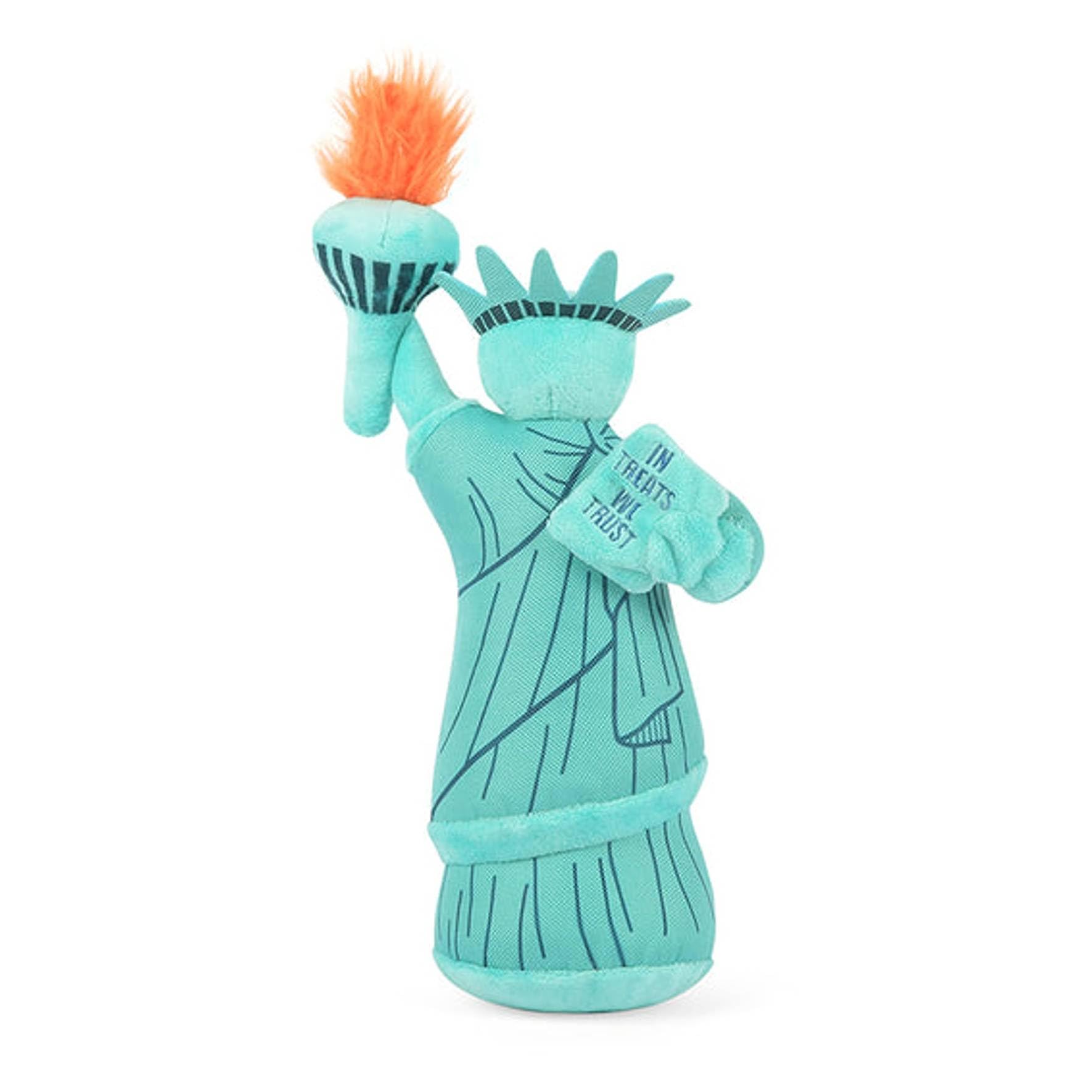 P.L.A.Y. PET LIFESTYLE AND YOU PL.A.Y Cute Plush Dog Toy Statue of Liberty Durable Squeaker for Puppies Small Medium Large Dogs Machine Washable Recycled Materials