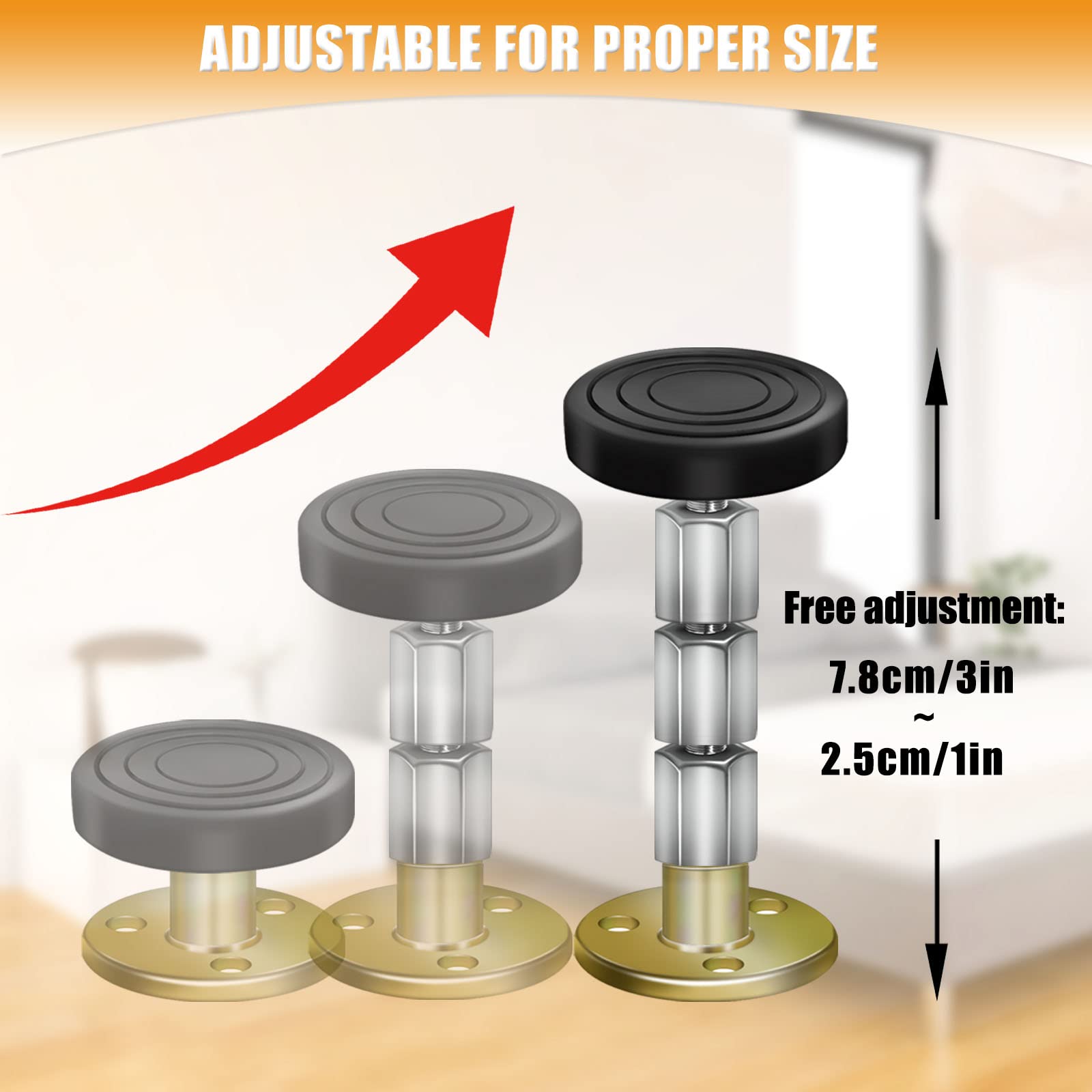 SPEETH SPEETH 4 Pack Adjustable Headboard Stoppers Bed Noise Stopper Anti Shake Tool Stabilizer Pad Support Bumper Guards Threaded Fixer - View 2 of 6