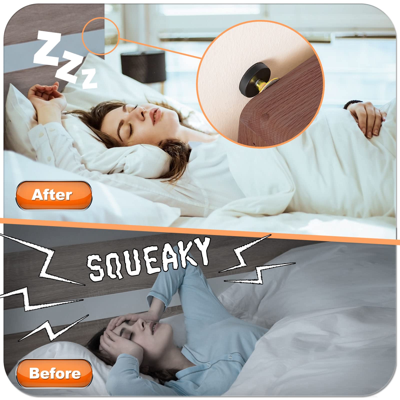 SPEETH SPEETH 4 Pack Adjustable Headboard Stoppers Bed Noise Stopper Anti Shake Tool Stabilizer Pad Support Bumper Guards Threaded Fixer - View 6 of 6