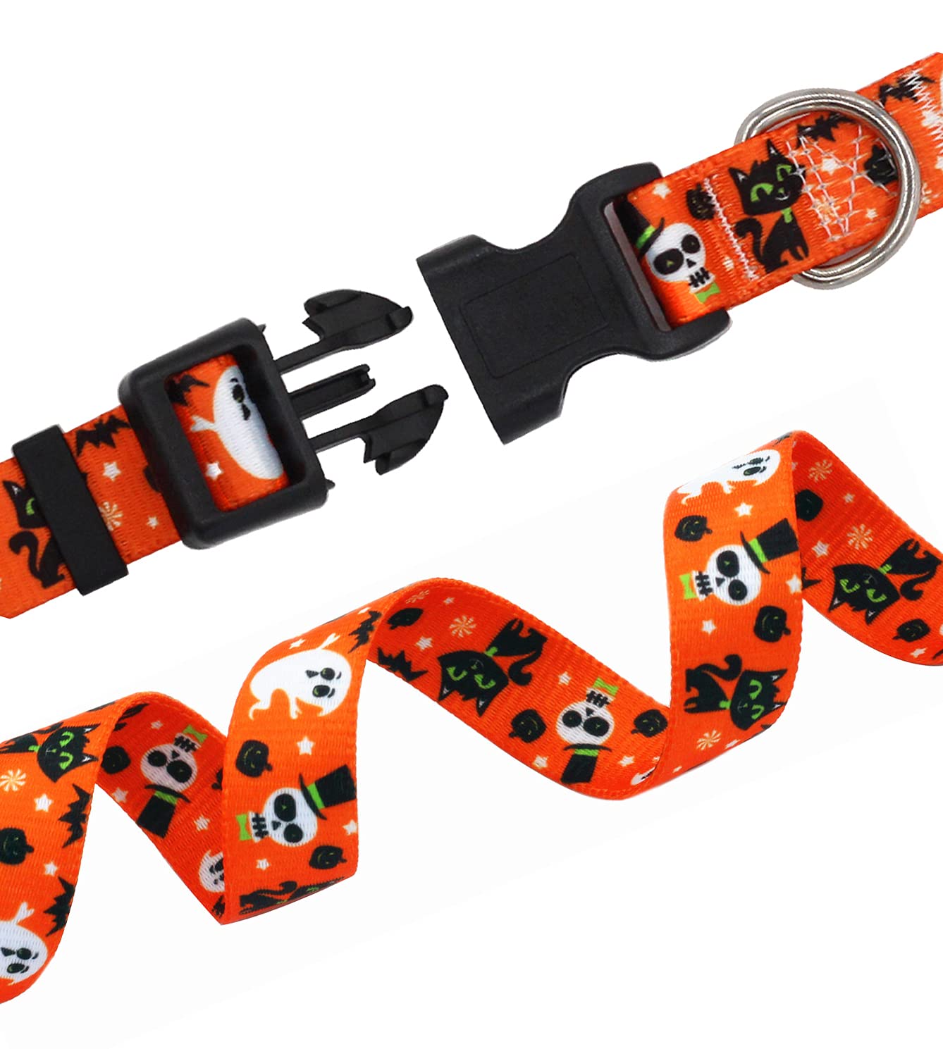 Mihqy Mihqy Halloween Dog Collar Pumpkin Bat Ghost Pattern Adjustable for Small Medium Large Dogs XS - View 4 of 6