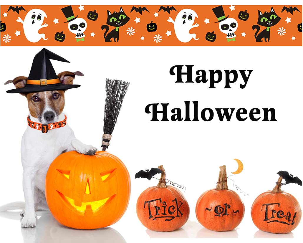 Mihqy Mihqy Halloween Dog Collar Pumpkin Bat Ghost Pattern Adjustable for Small Medium Large Dogs XS - View 5 of 6