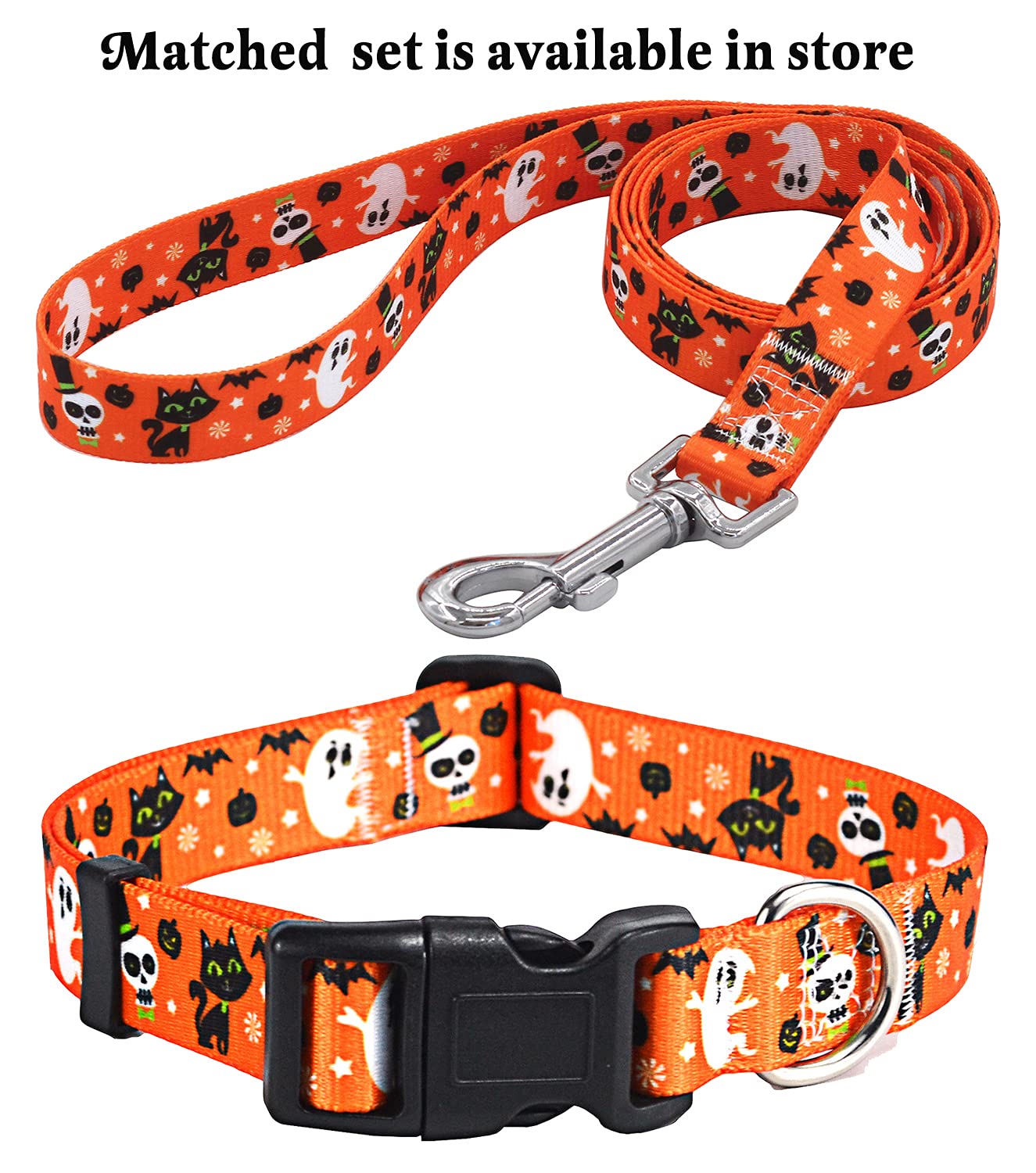 Mihqy Mihqy Halloween Dog Collar Pumpkin Bat Ghost Pattern Adjustable for Small Medium Large Dogs XS - View 6 of 6