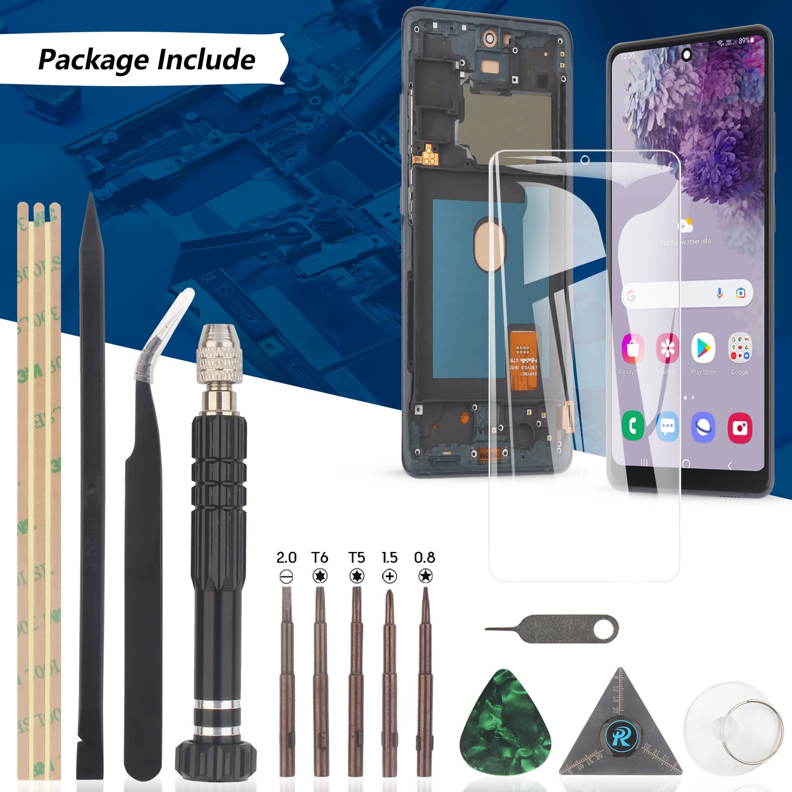 YWLRONG Samsung Galaxy S20 FE 2022 Screen Replacement LCD Touch Display Digitizer Assembly Black with Frame and Tools - View 7 of 7