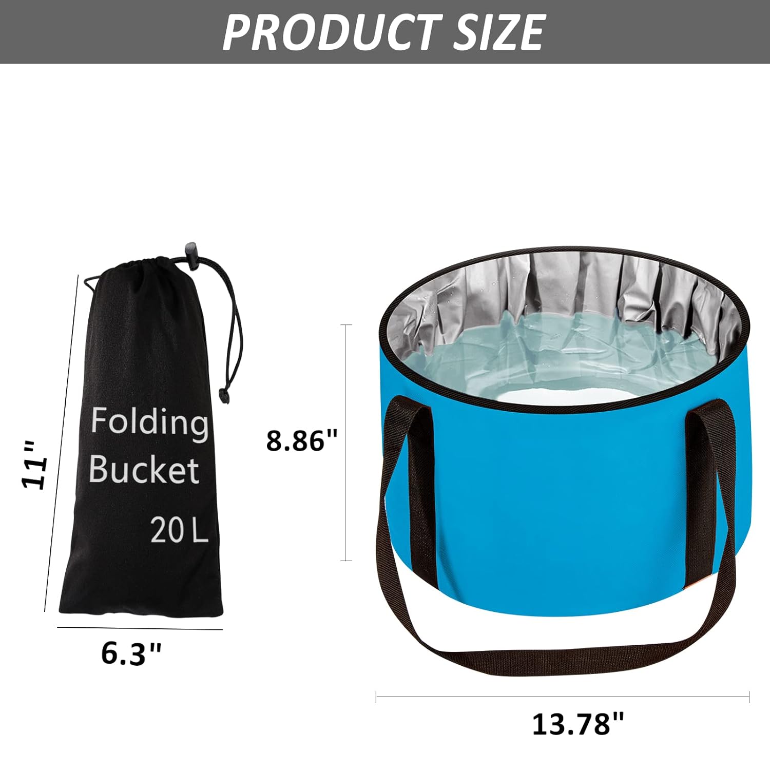 JSVSLTD JSVSLTD 20L Collapsible Foot Bath Basin Portable Soak Tub for Outdoor Travel Camping Fishing Blue - View 2 of 7