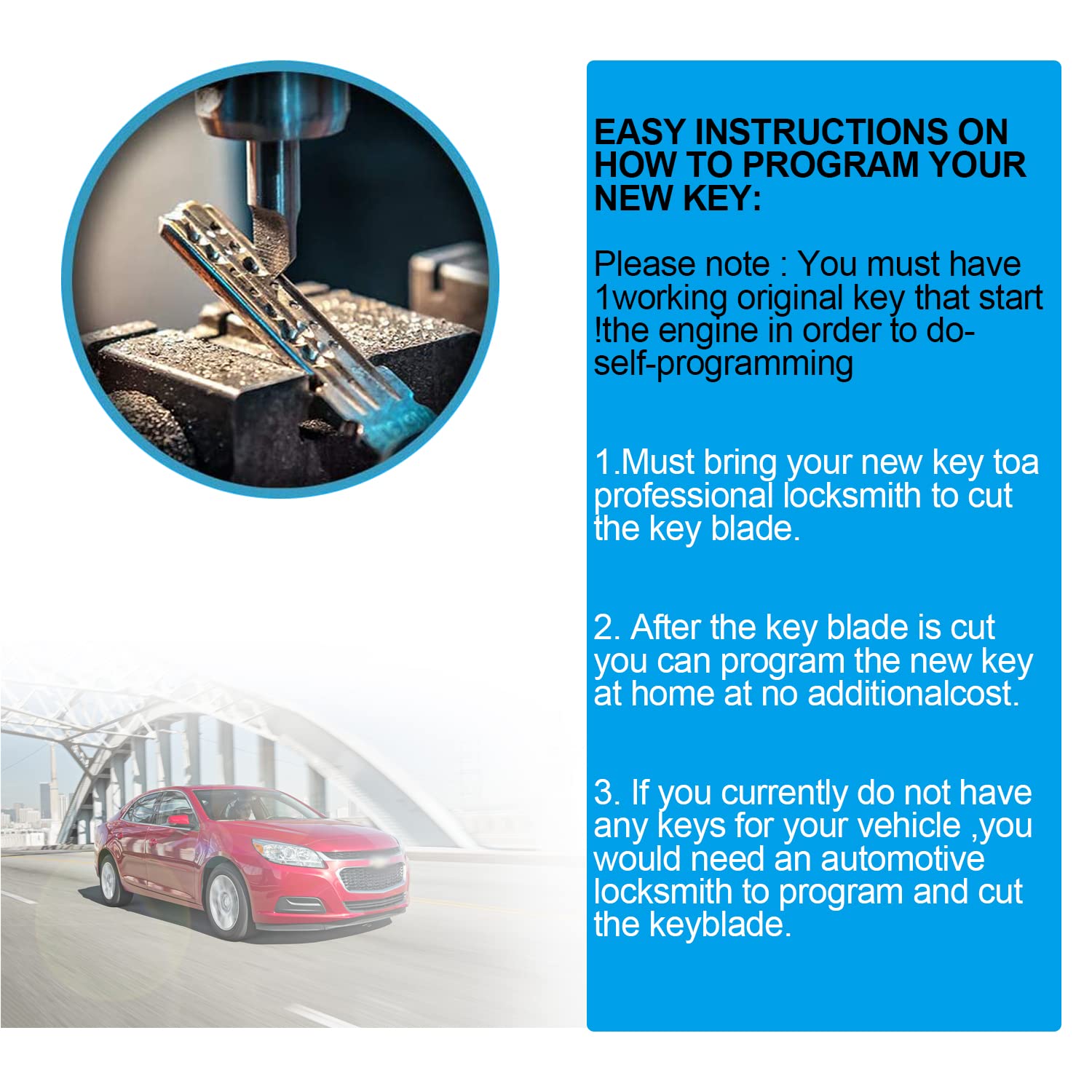 5 Button Flip Key Fob Replacement for Chevy Equinox Camaro Cruze Malibu Impala Sonic GMC Terrain Buick Lacrosse Pack of 2 - View 5 of 6