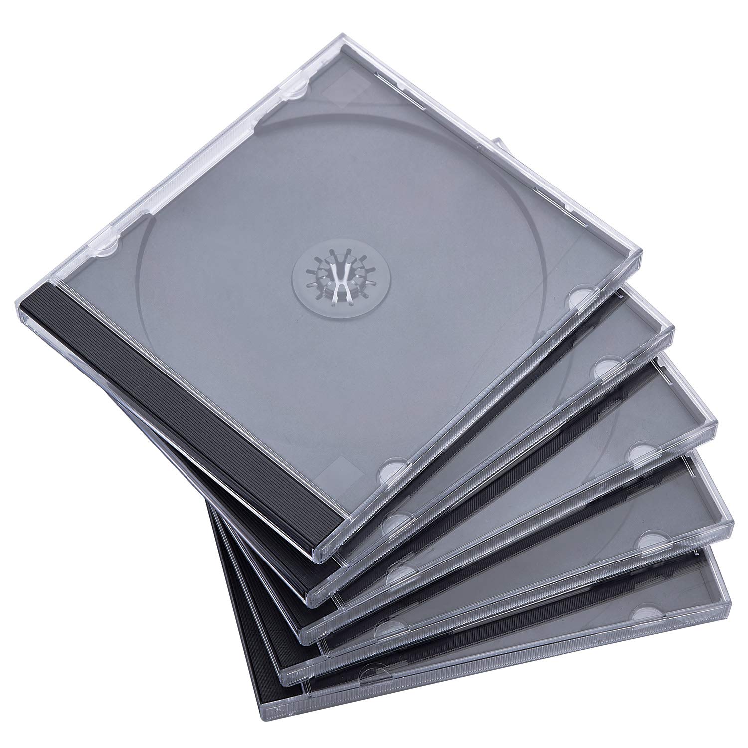 Maxtek 10.4 mm Standard Clear CD Jewel Case with Black Tray 10 Pack for Optimal Storage and Protection