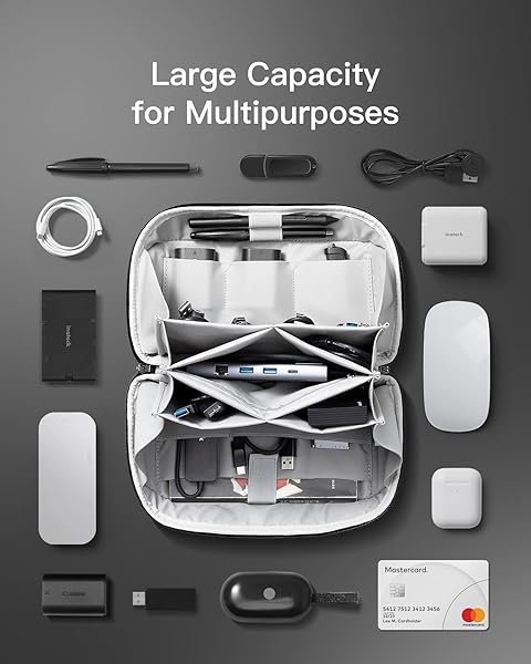 Inateck Inateck Electronics Organizer Travel Case Large Water-resistant Tech Pouch for Cables Chargers and Accessories Black - View 5 of 10