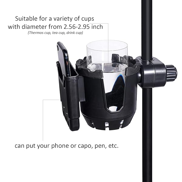 EASICOZI EASICOZI Microphone Stand Cup Holder and Phone Holder 2-in-1 Universal Drink Bottle Holder for Music Mic Stand - View 4 of 7