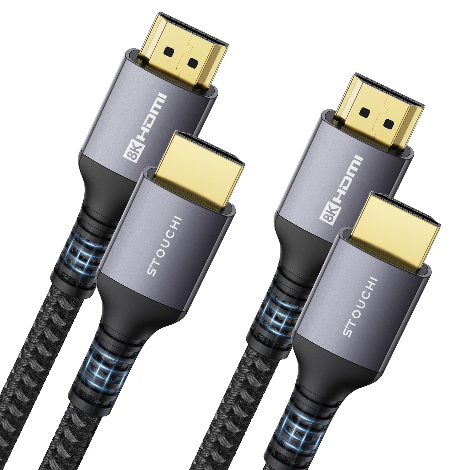 Stouchi Stouchi 8K HDMI Cable 4FT 2-Pack Ultra High Speed 48Gbps Slim Braided Cords for PS5 PS4 Xbox Series X 8K 4K 2K Support