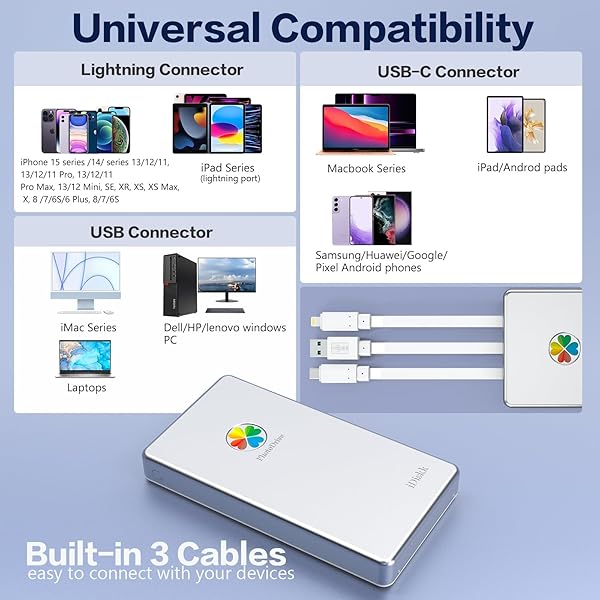 iDiskk iDiskk 2TB MFi Certified External Hard Drive: Fast Backup for iPhone, iPad, MacBook & Android - Perfect for Photos & Videos - View 6 of 9