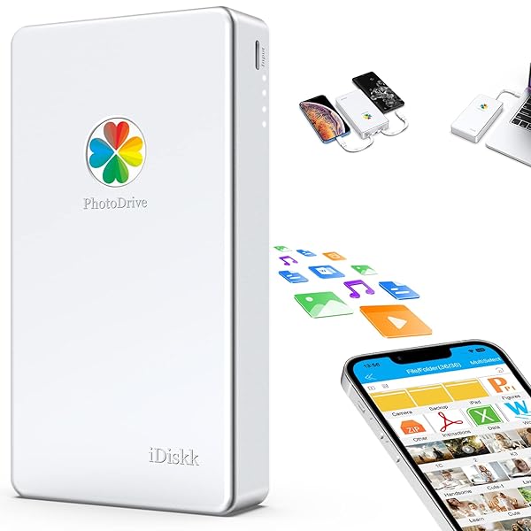 iDiskk iDiskk 2TB MFi Certified External Hard Drive: Fast Backup for iPhone, iPad, MacBook & Android - Perfect for Photos & Videos - View 9 of 9