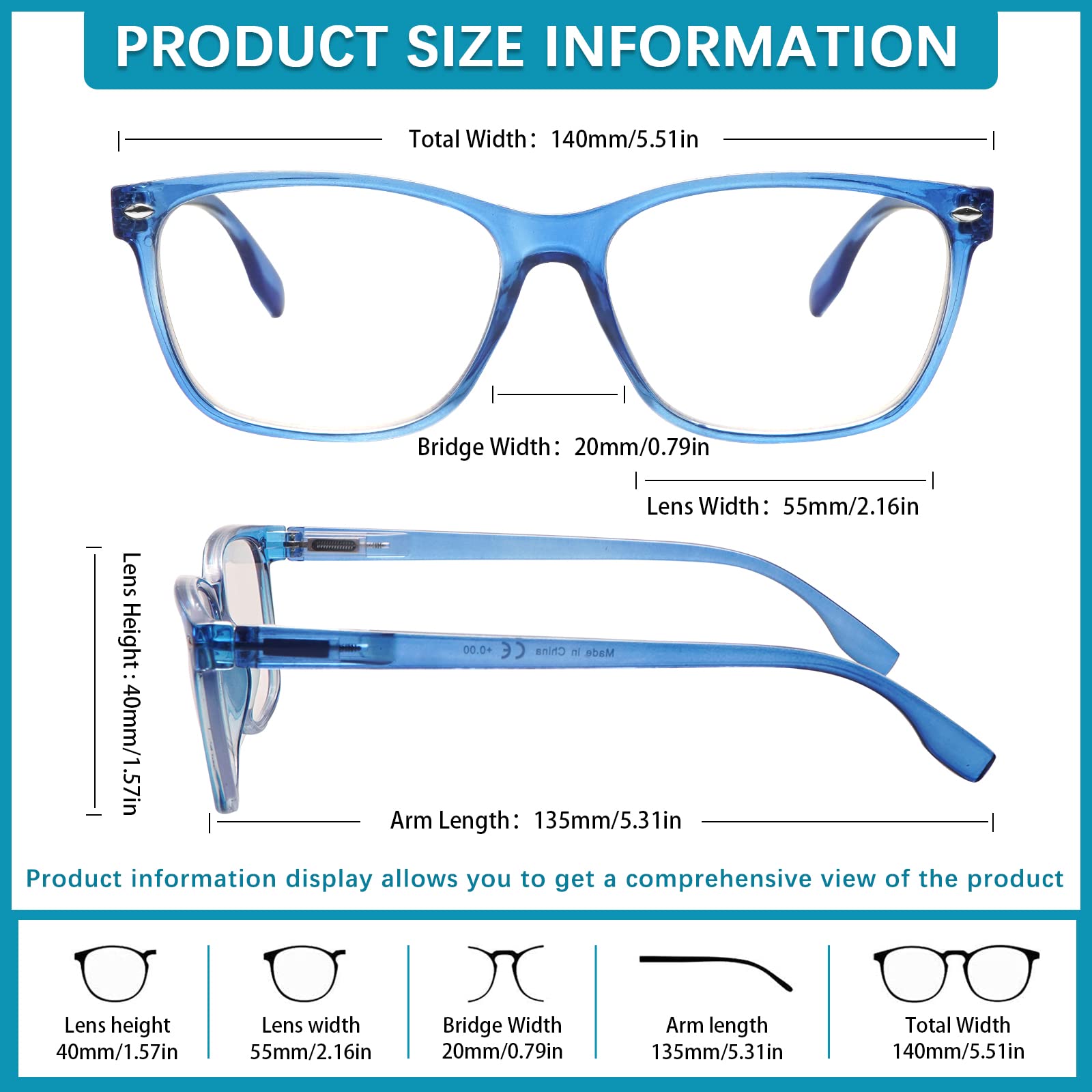 MAEOWN 6 Pack Blue Light Blocking Reading Glasses for Women Adjustable Lightweight Frame Computer Readers 2.00 Strength - View 2 of 7