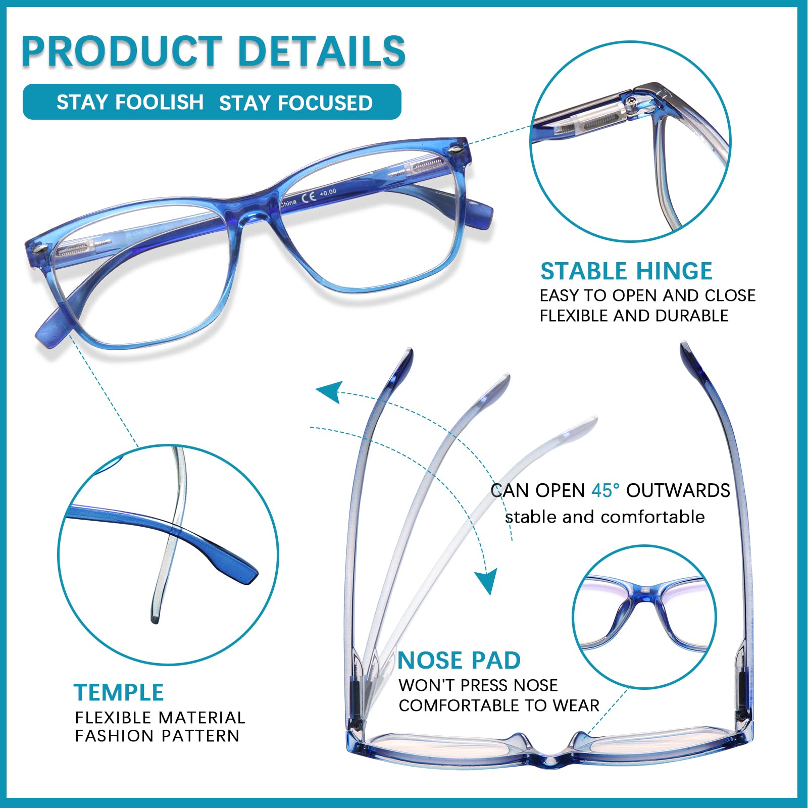 MAEOWN 6 Pack Blue Light Blocking Reading Glasses for Women Adjustable Lightweight Frame Computer Readers 2.00 Strength - View 3 of 7