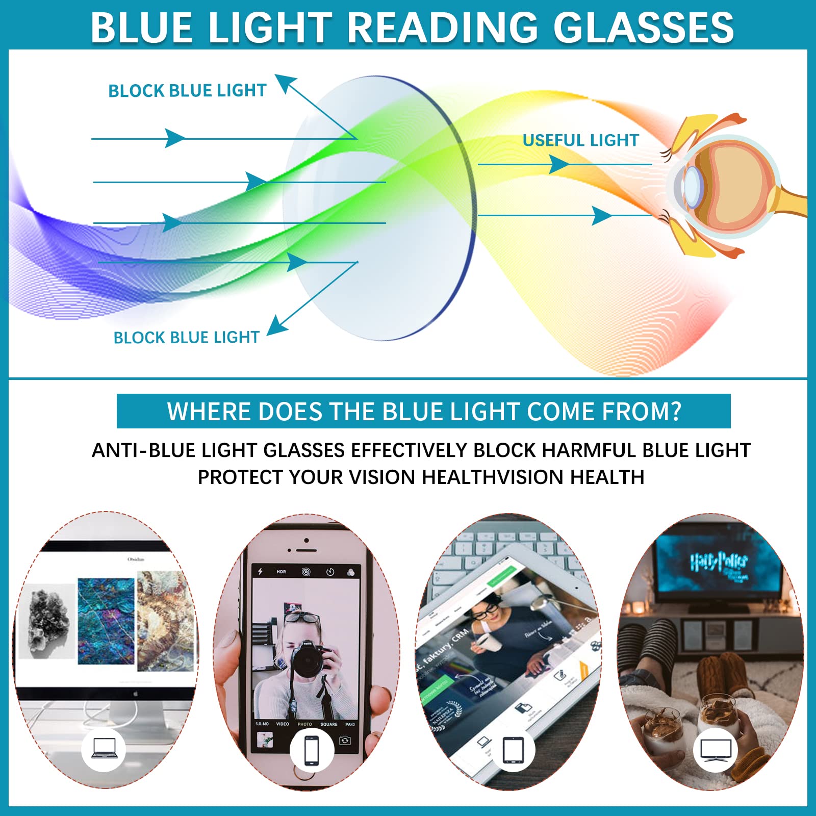 MAEOWN 6 Pack Blue Light Blocking Reading Glasses for Women Adjustable Lightweight Frame Computer Readers 2.00 Strength - View 4 of 7