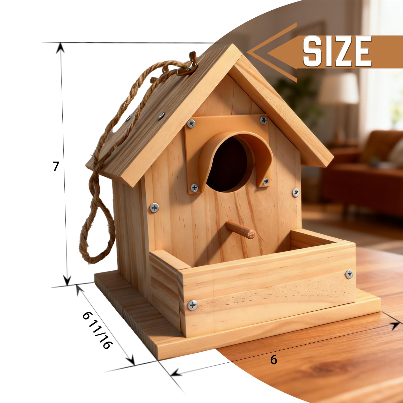 Paiaojia DIY Outdoor Wooden Bird House Kit for Easy Assembly Perfect for Backyard Patio Decor and Bird Nesting 4.6 Inches with Bolt Driver - View 2 of 8