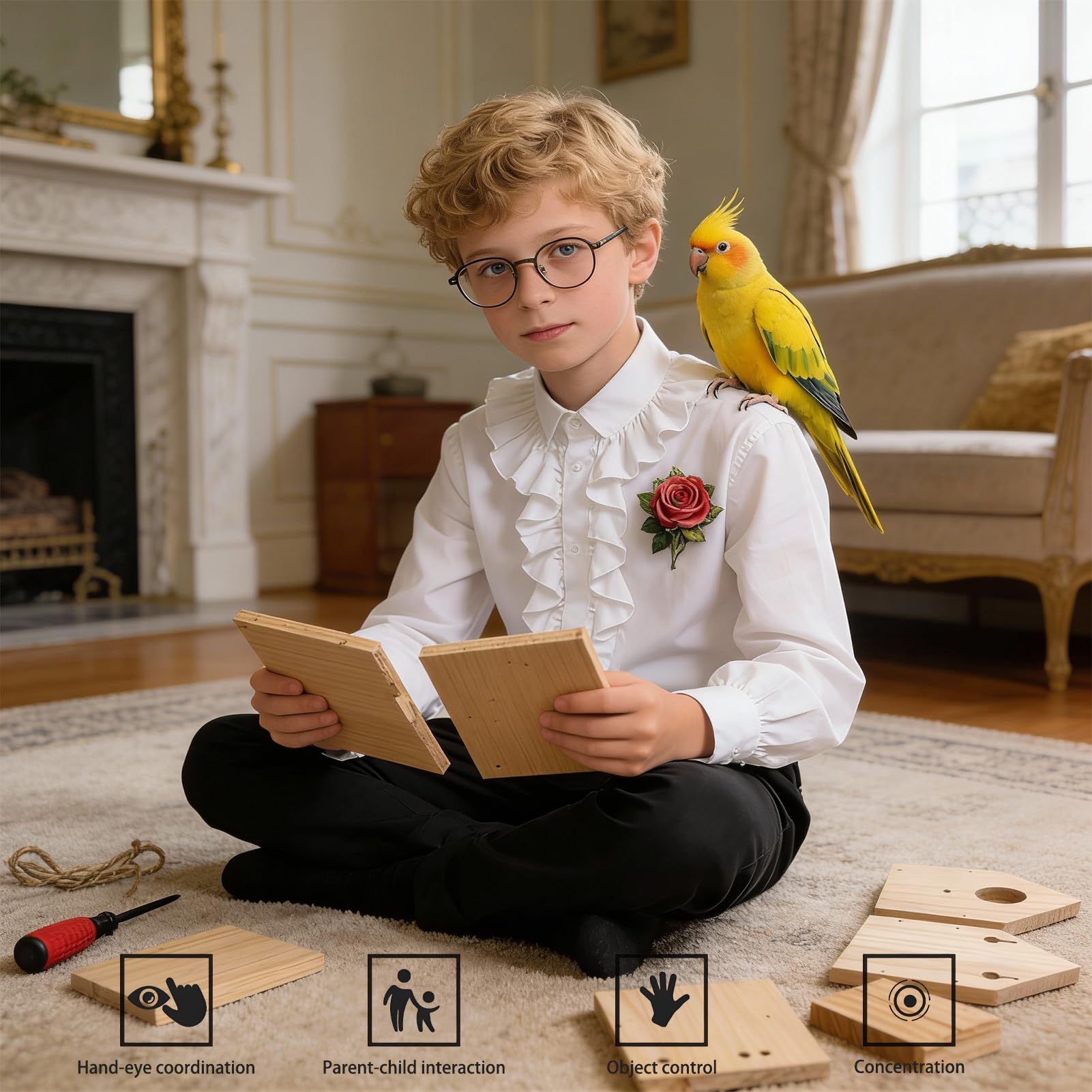 Paiaojia DIY Outdoor Wooden Bird House Kit for Easy Assembly Perfect for Backyard Patio Decor and Bird Nesting 4.6 Inches with Bolt Driver - View 6 of 8