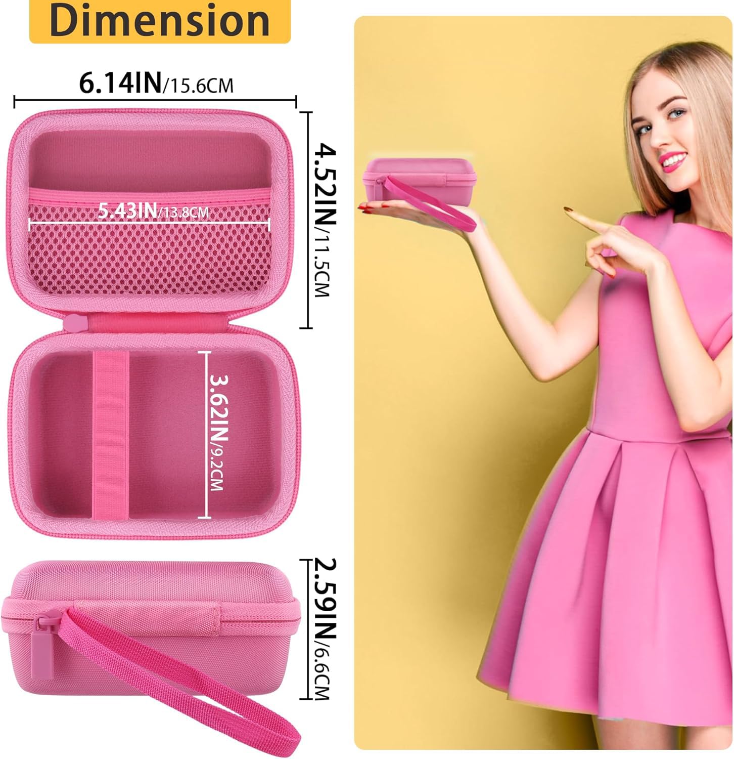 co2CREA co2CREA Hard Travel Case for Fujifilm Instax Mini Link 3 2 1 Smartphone Printer All Pink Durable Protection - View 6 of 9