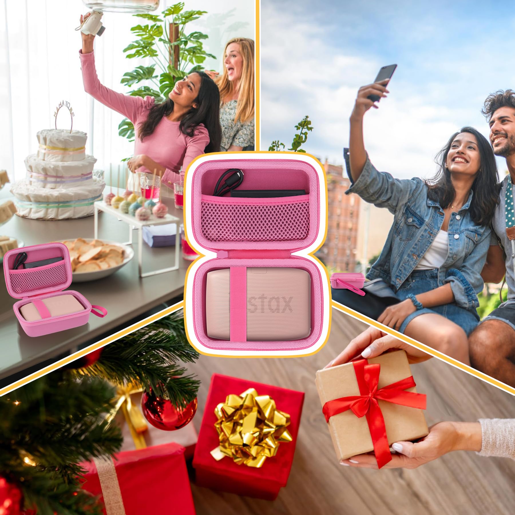 co2CREA co2CREA Hard Travel Case for Fujifilm Instax Mini Link 3 2 1 Smartphone Printer All Pink Durable Protection - View 8 of 9