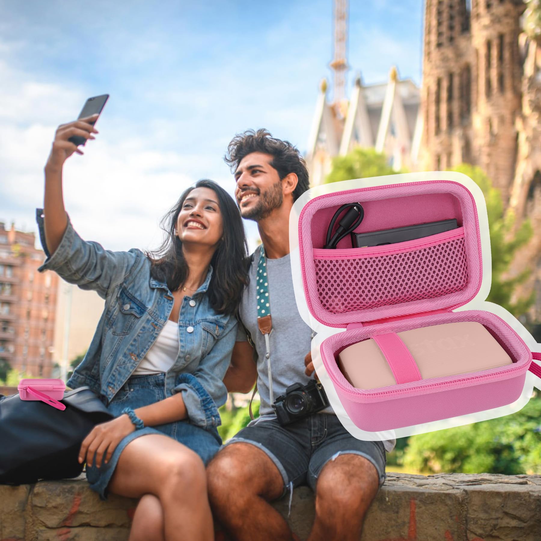 co2CREA co2CREA Hard Travel Case for Fujifilm Instax Mini Link 3 2 1 Smartphone Printer All Pink Durable Protection - View 9 of 9