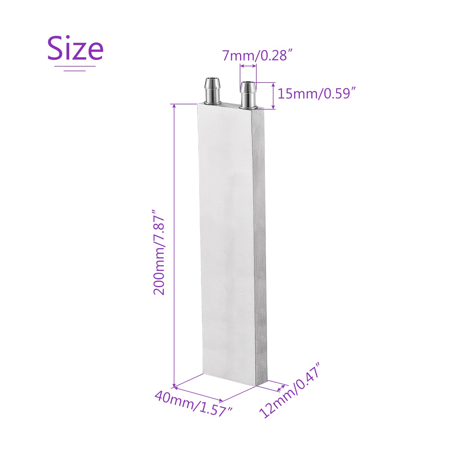 DMiotech 40 x 200 x 12mm Aluminum Water Block Computer Cooling Radiator for PC Cooler 1 Pack Polished Design - View 3 of 5