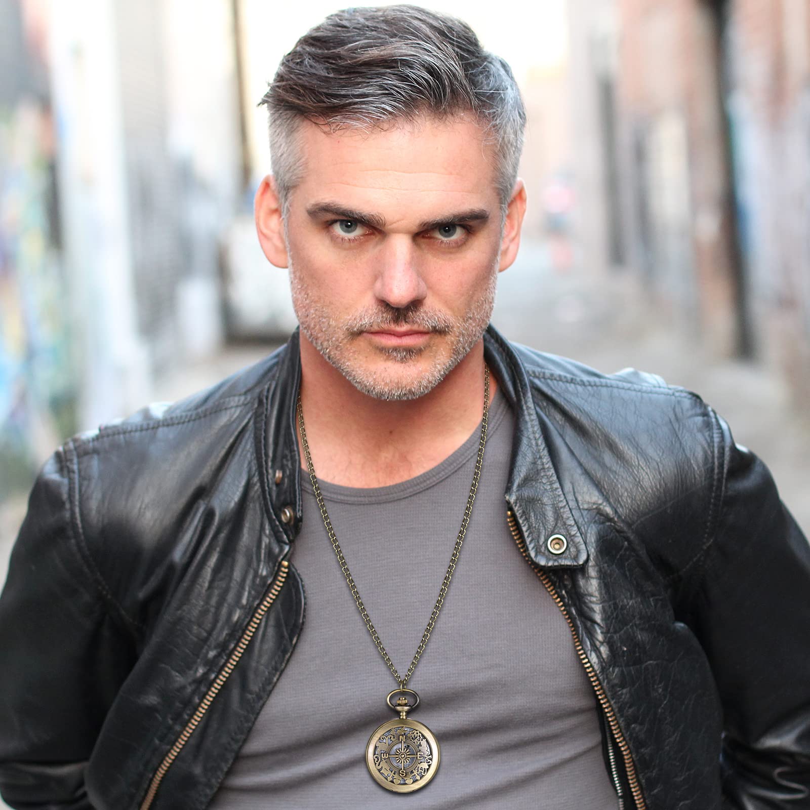 Lancardo Antique Bronze Pocket Watch Vintage Unisex Hollow Out Astrolabe Carving Arabic Markers with Chain for Halloween Costume Retro - View 2 of 7