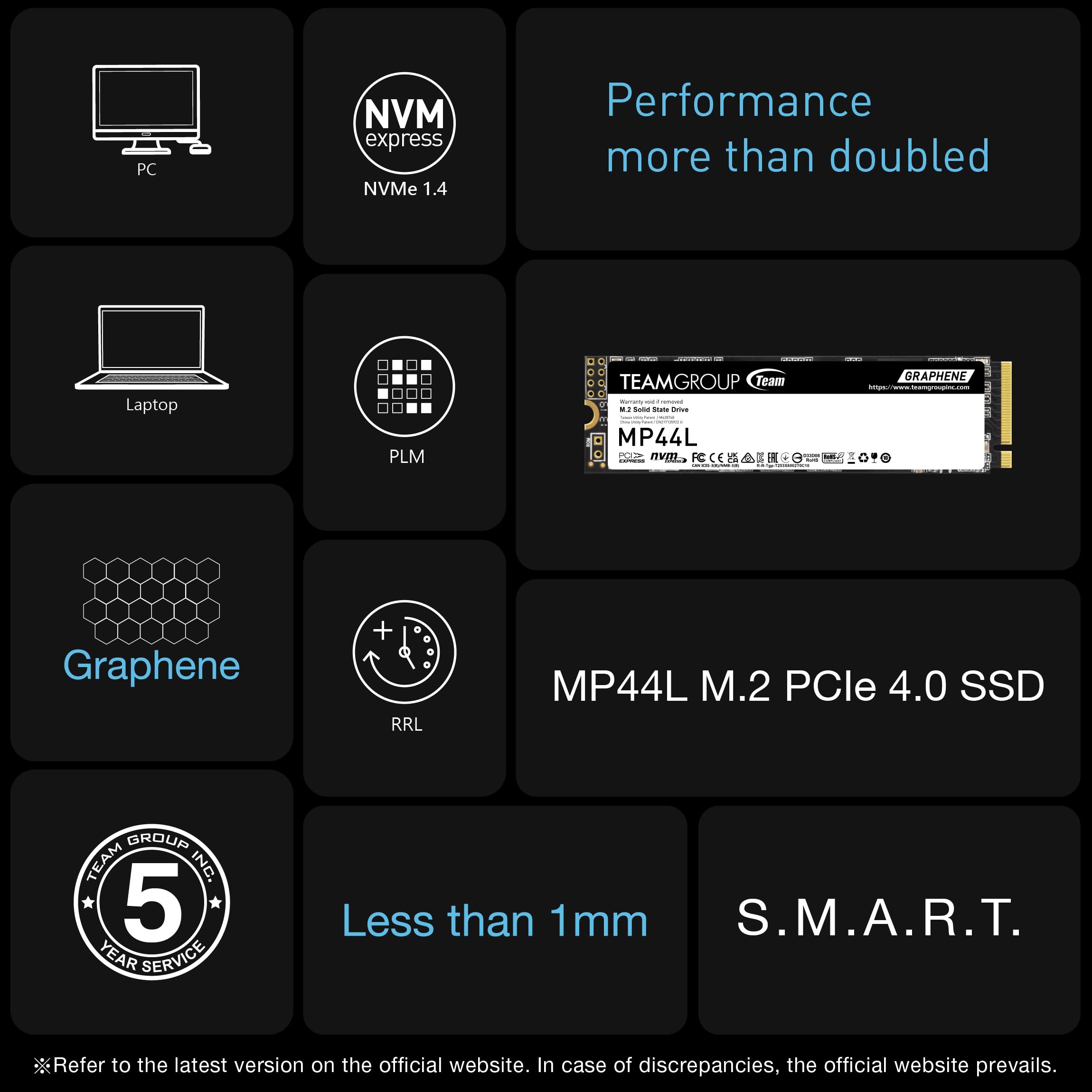 TEAMGROUP TEAMGROUP MP44L 500GB NVMe SSD High Speed 5000MBs Read 3700MBs Write M2 2280 for Laptop and Desktop Upgrade - View 3 of 8