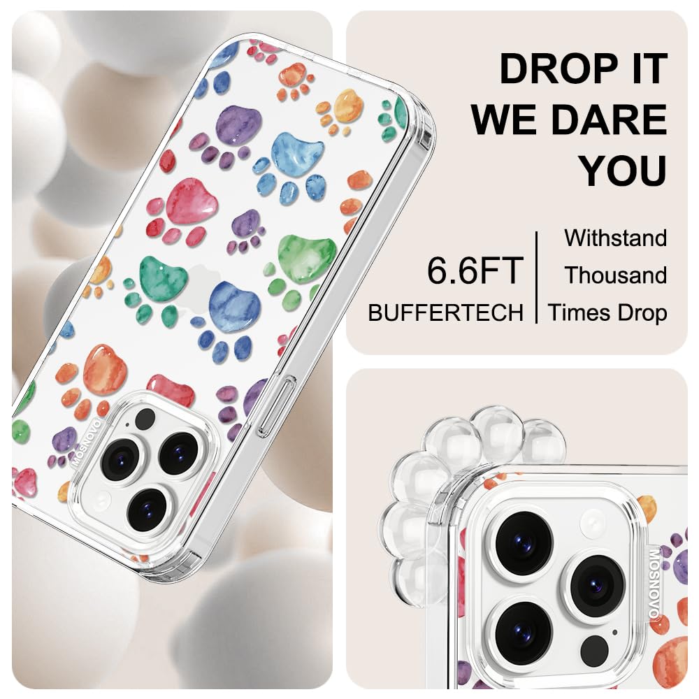 MOSNOVO iPhone 14 Pro Max Case Clear TPU Shockproof Bumper with Dog Paw Design 6.6 ft Drop Impact Anti Peel Off Tech 6.7 Inch Cover - View 5 of 6