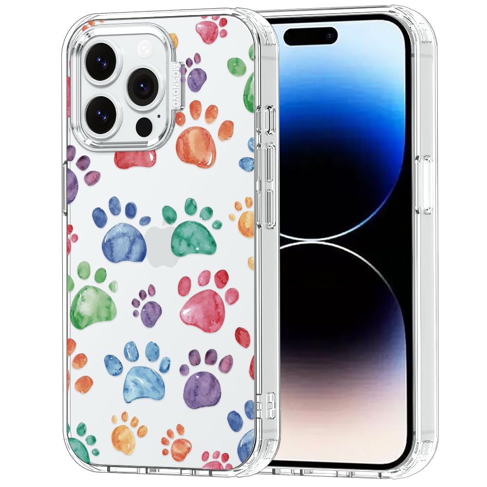 MOSNOVO iPhone 14 Pro Max Case Clear TPU Shockproof Bumper with Dog Paw Design 6.6 ft Drop Impact Anti Peel Off Tech 6.7 Inch Cover