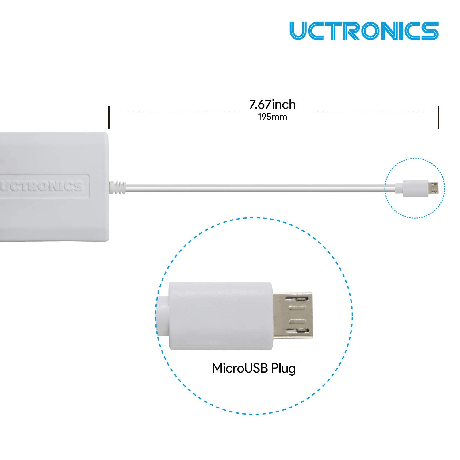UCTRONICS UCTRONICS Ethernet and Power Adapter for Raspberry Pi Zero Micro USB Compatible with Fire TV Stick Chromecast Google Mini IEEE 802.3af - View 3 of 6