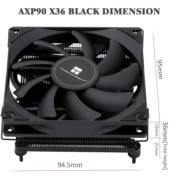 Thermalright Thermalright AXP90 X36 Black Low Profile CPU Cooler - Slim 36mm Heatsink for AMD & Intel CPUs - View 8 of 10