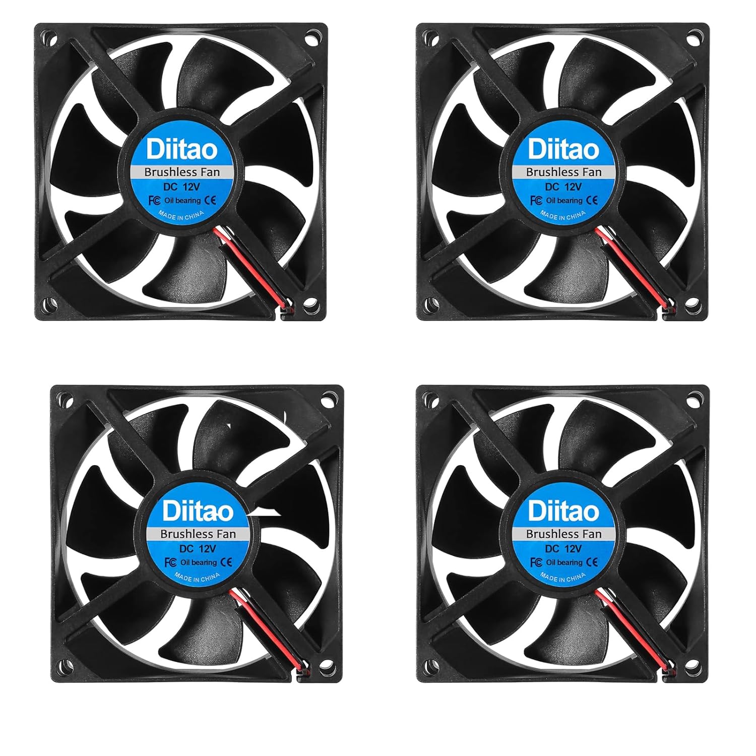 Diitao Diitao 2pcs 9225 12V Brushless DC Cooling Fan 92x92x25mm High Airflow for PC Case CPU Coolers Radiators 2000RPM 2 Pin - View 7 of 9