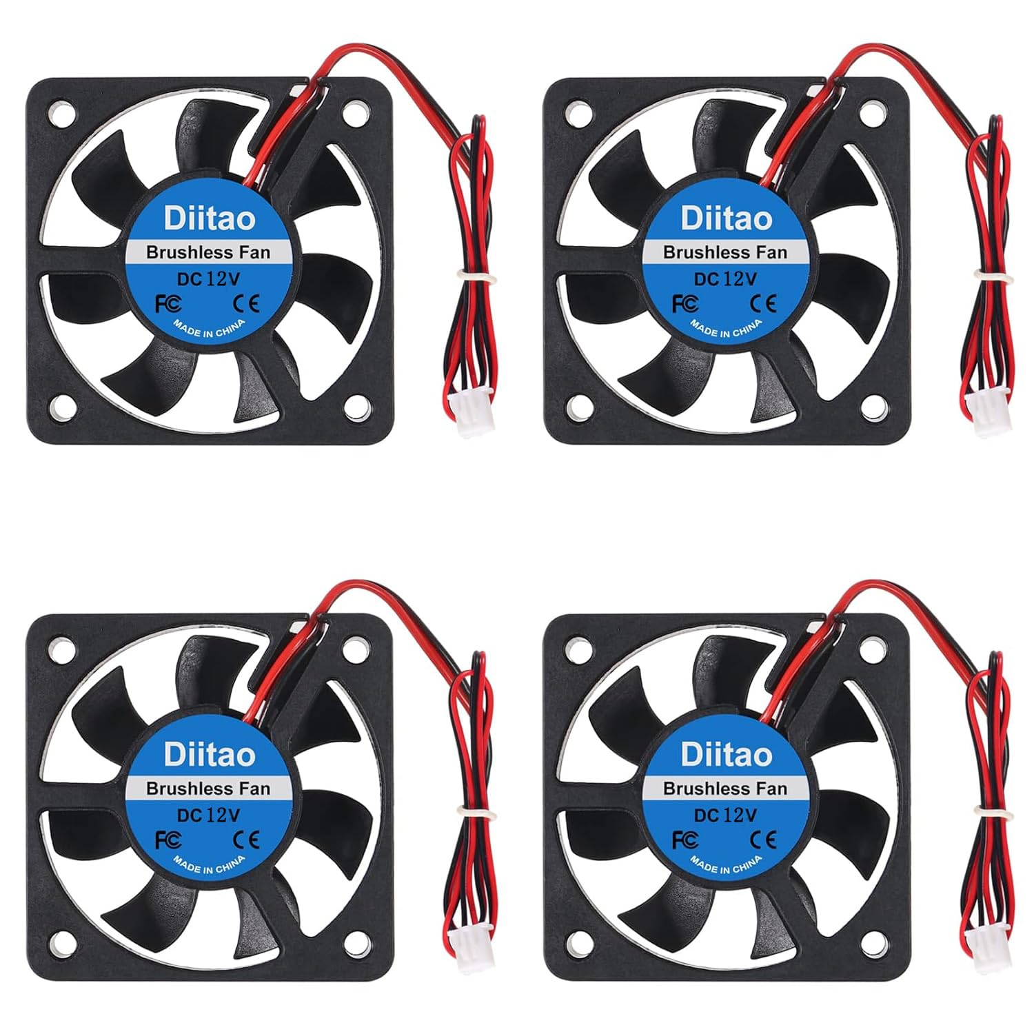 Diitao Diitao 2pcs 9225 12V Brushless DC Cooling Fan 92x92x25mm High Airflow for PC Case CPU Coolers Radiators 2000RPM 2 Pin - View 9 of 9