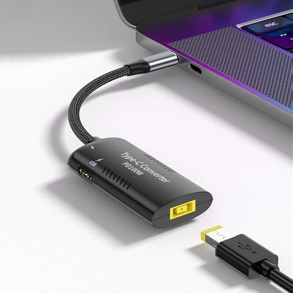 PLUSPOE PLUSPOE USB C to Slim Tip Adapter: Fast PD3.0 Multi-Port Charging for Lenovo, MacBook & Chromebook