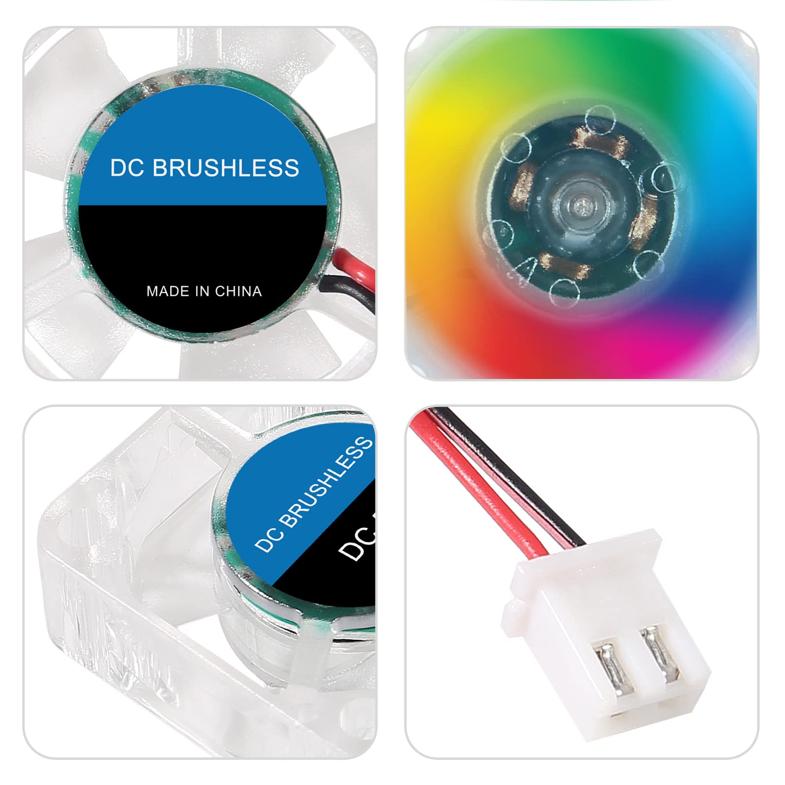 4Pcs 3010 RGB Fan 30mm Color LED DC 24V Brushless Cooling Hydraulic Bearing 30x10mm 2PIN for Efficient Cooling Solutions - View 2 of 6