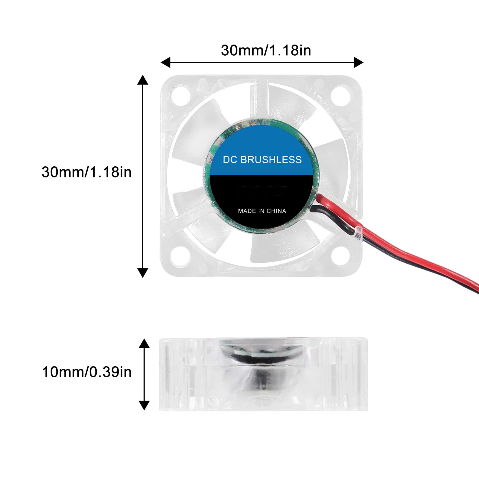 4Pcs 3010 RGB Fan 30mm Color LED DC 24V Brushless Cooling Hydraulic Bearing 30x10mm 2PIN for Efficient Cooling Solutions - View 4 of 6