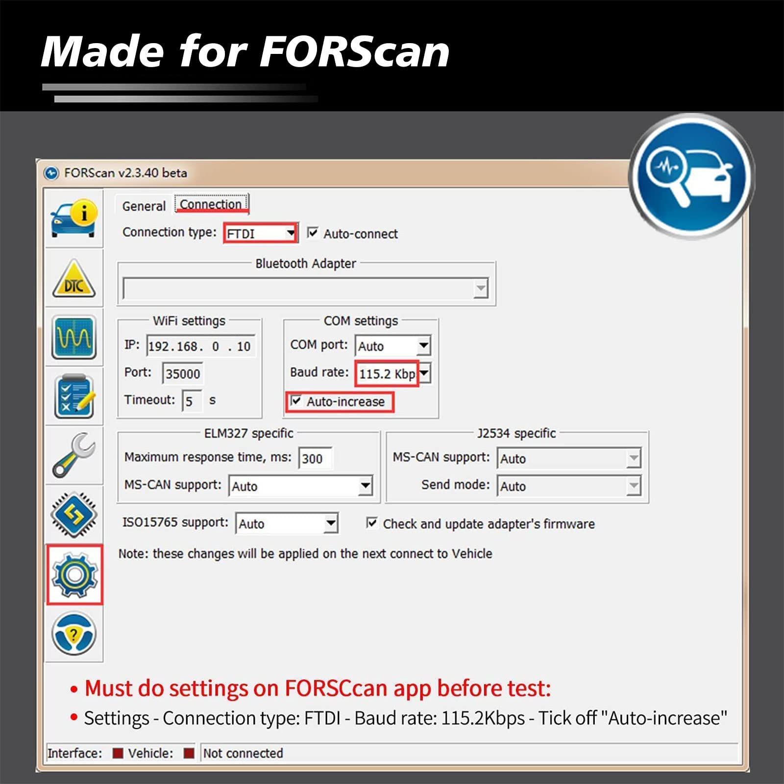 VLINKER FS OBD2 Scanner OBDII USB Adapter Code Reader Diagnostic Tool for FORScan with HS MS-CAN Auto Switch - View 4 of 6
