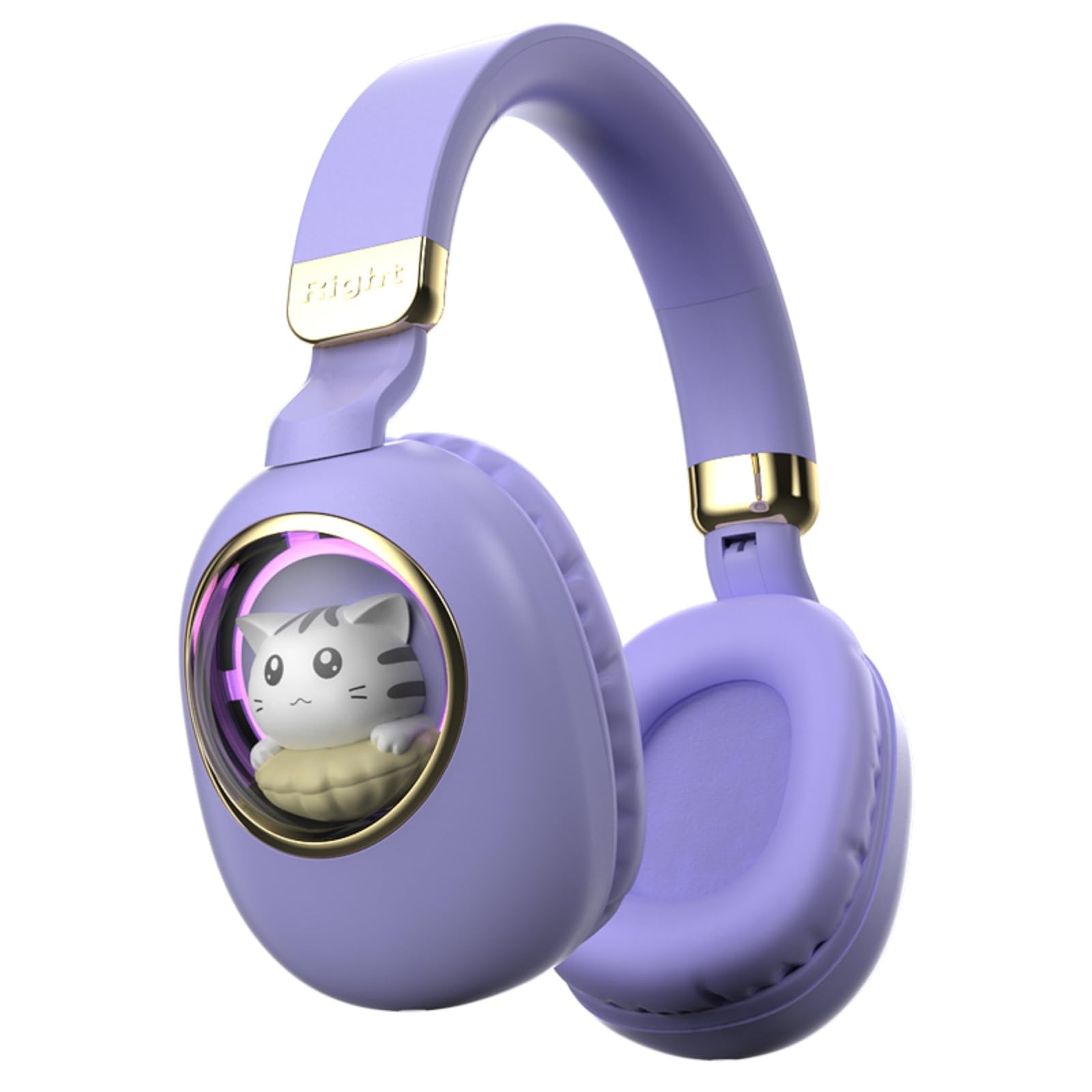 Xmenha Purple Kids Bluetooth Headphones Wired with Microphone for School - Wireless Boy Girls Noise Cancelling Over Ear Bluetooth Headphones Children