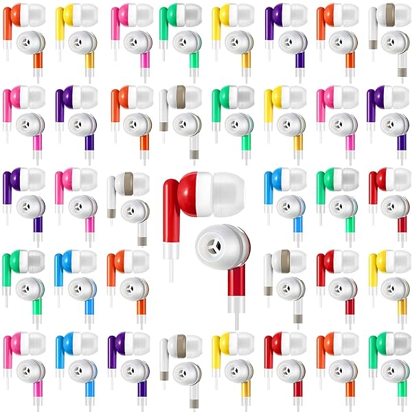 Macarrie 50 Pack Colorful Wire Earphones Macaron Colors Multi Colored Earbuds for Kids and Adults Compatible with Phone Computer Laptop School Use - View 9 of 9