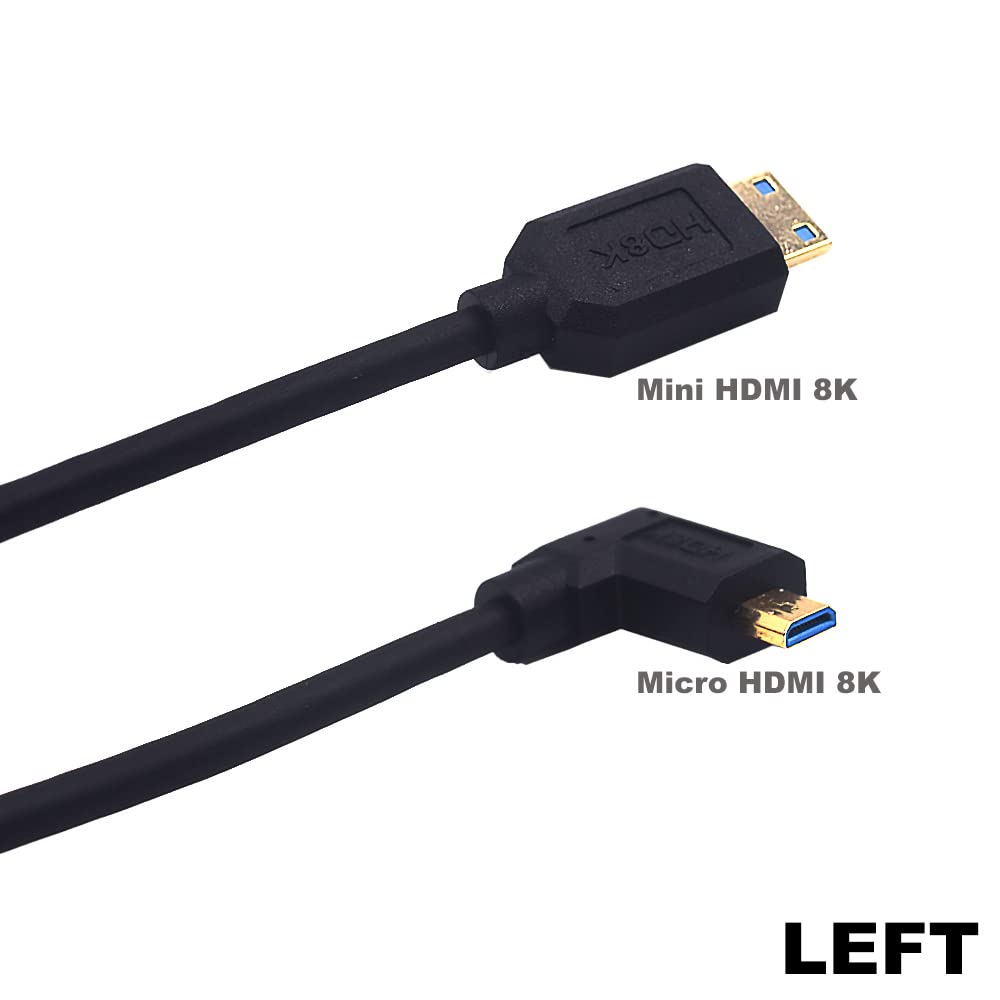Kework Kework 4ft Micro HDMI to Mini HDMI 8K Coiled Cable Left Angle Adapter High Speed Ultra HD Dynamic HDR - View 2 of 9